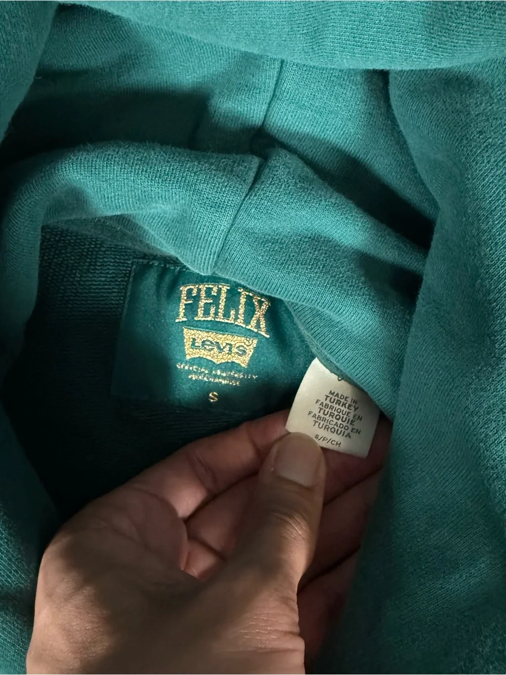 Levis x Felix The Cat Hoodie Mens Small Oversized Fit Washed Green
